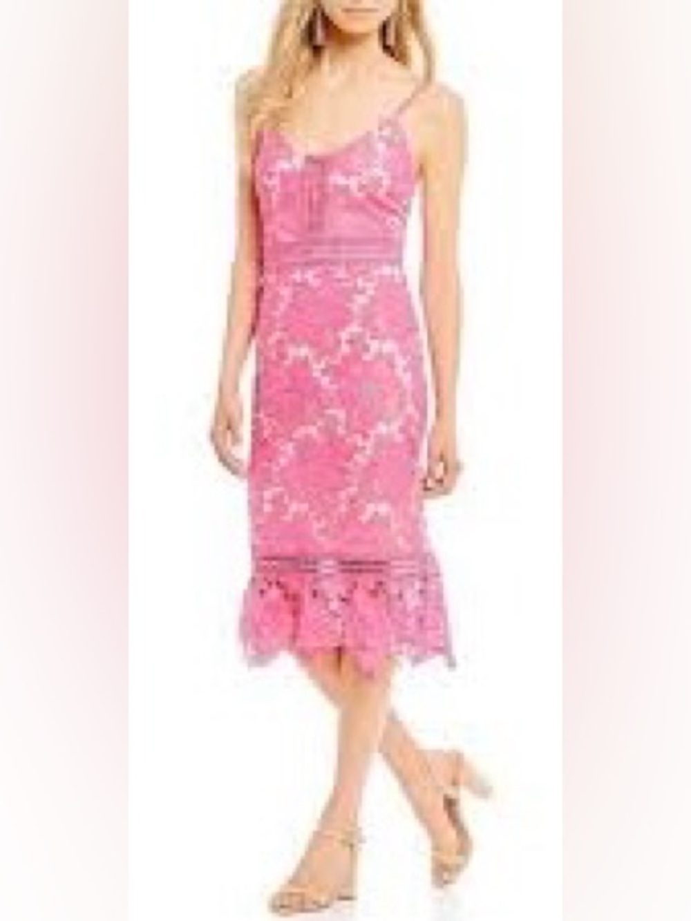 Gianni Bini Camilla Fuchsia Lace Midi Cocktail Dress ( see discript for size) 6
